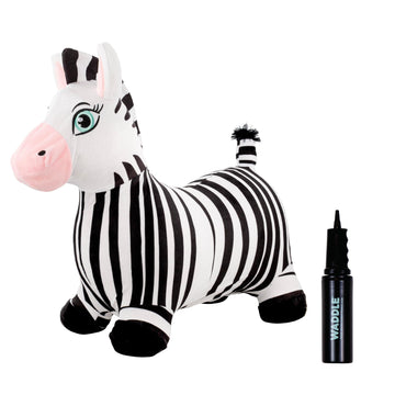 Waddle Bouncy Hopper Inflatable Animal Hopping Plush, Indoor And Outdoor Toy For Toddlers And Kids, Pump Included, Boys And Girls Ages 2 Years And Up (Zebra)