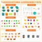 Bruvoalon Mini Play Kitchen Accessories Set - 200 Pcs, Green, ABS Cookware & Tableware for Kids, Learning Gift for Toddlers
