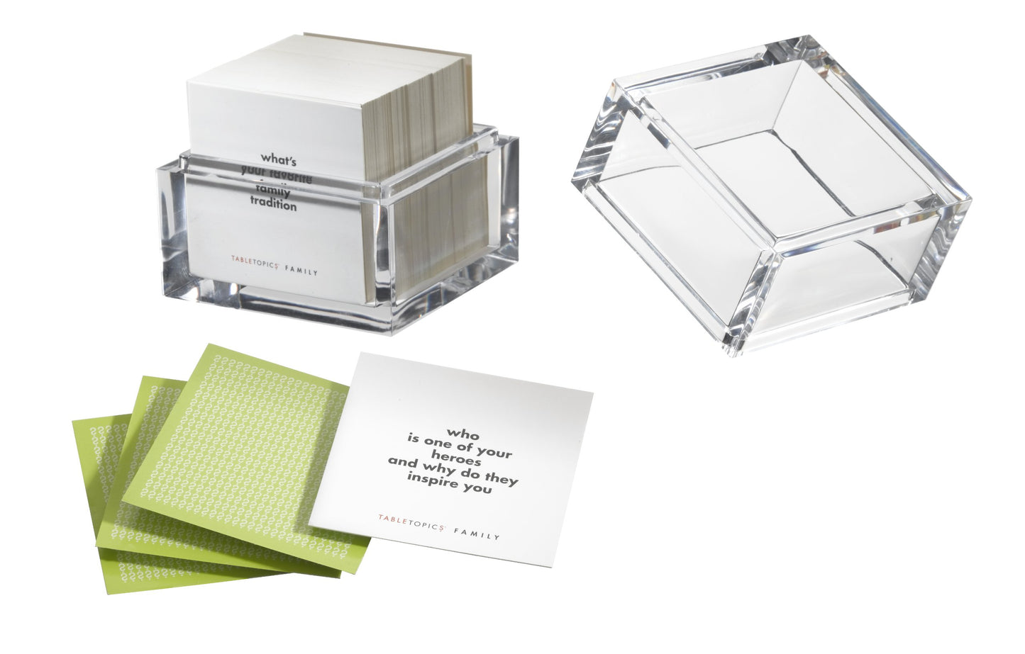 TableTopics Family Conversation Starter Cards - 135 Cards, Medium Size, Light Green, Model TT-0102-D