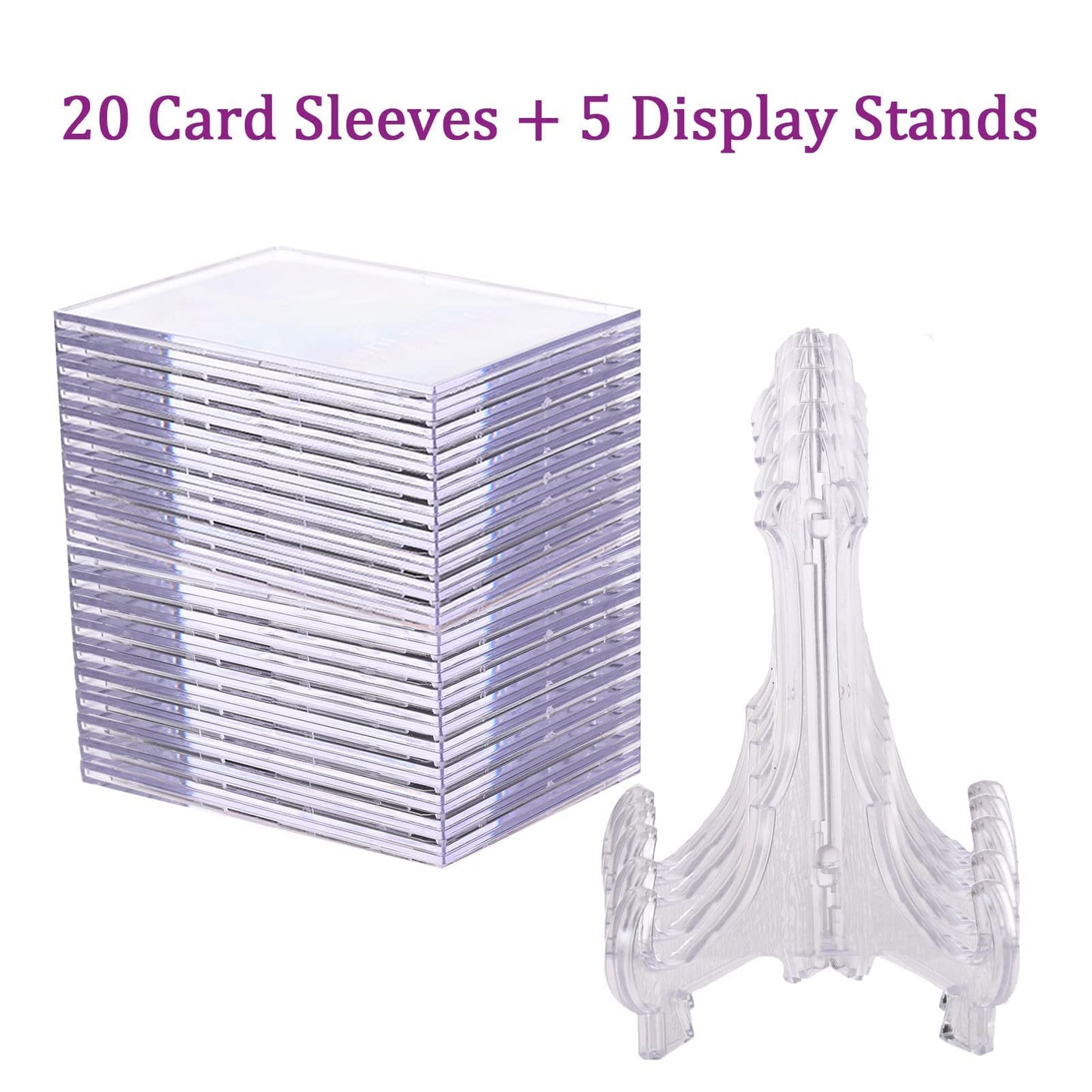 UTCTBC Trading Card Sleeves Top Loaders 20 pcs Hard Acrylic Card Protector Clear Card Brick + 5 Display Stand Fit for Standard S