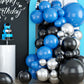 Black Blue Silver Balloon Garland Kit, Blue Silver Balloon Garland Kit With Black Blue And Silver Latex Balloons, Black Blue Sil