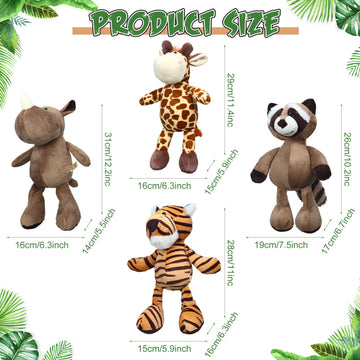 9 Pcs Plush Jungle Animals Toys Jungle Safari Stuffed Animals Bundle 9.9 Inch Cute Toys Includes Tiger Lion Elephant Monkey Zebr