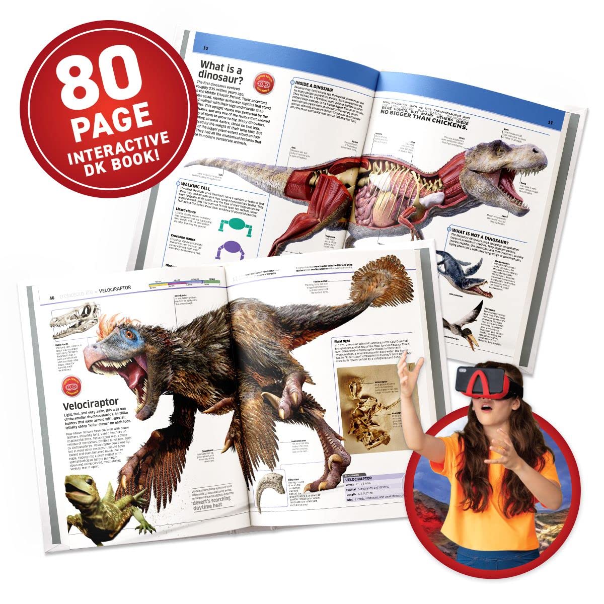 Abacus Brands Virtual Reality Dinosaurs Gift Box - Illustrated Interactive Vr Book And Stem Learning Activity Set - For Ages 8 A