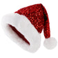 Inxens Santa Hat Christmas Hat mature-themed Large Red Plush Velvet Santa Claus Hat for Women Men XL Holiday Christmas Hats Double Layer Sequin 31x47cm
