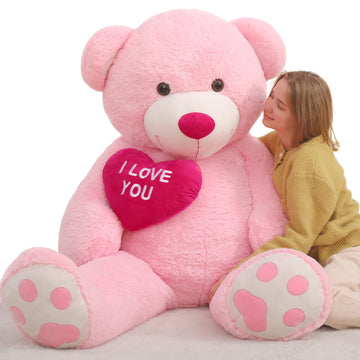 Beniny Large Teddy Bear Stuffed Animal 5Ft, Big Teddy Bear With Heart, Giant Brown Stuffed Bear Plush Toys For Kids, I Love You