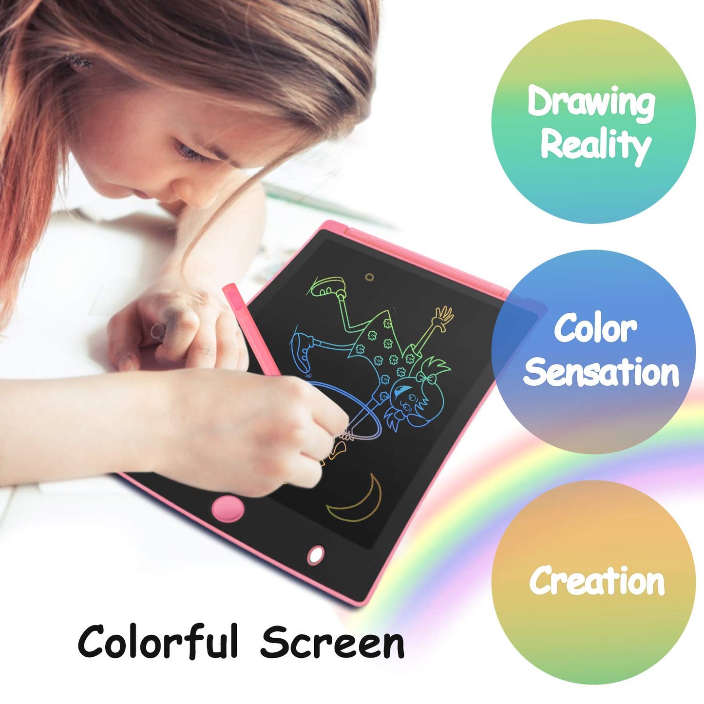 Orsen Colorful 8.5 Inch Lcd Writing Tablet For Kids, Electronic Sketch Drawing Pad Doodle Board, Toddler Travel Learning Educati