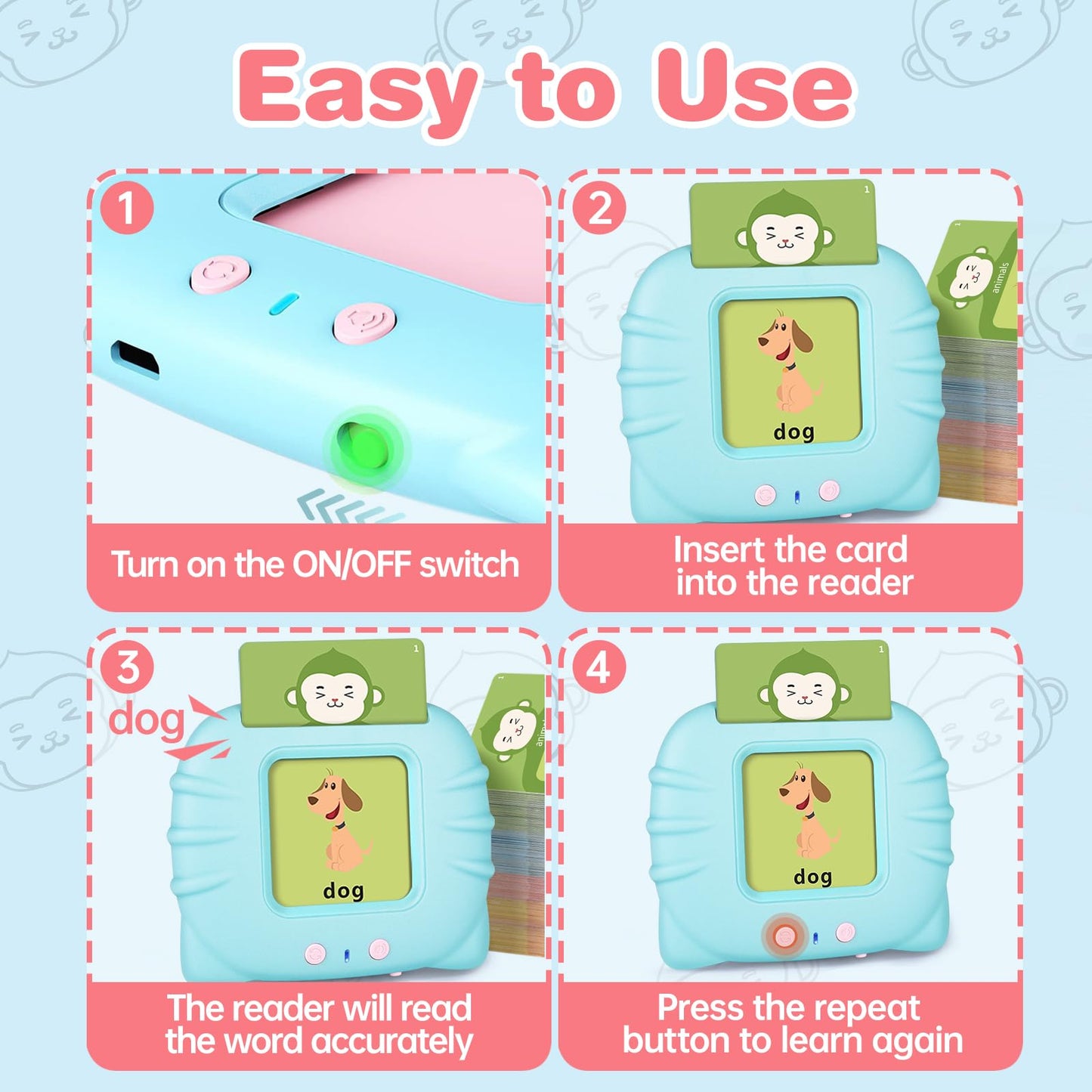 U-Learner Talking Flash Cards For Toddlers 1 2 3 4 5 6-296 Sight Words, Pocket Speech For Toddlers, Sensory Speech Therapy Toys,