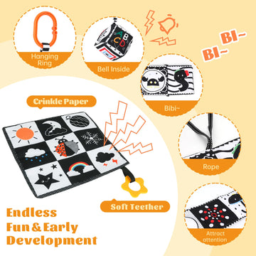 Ajsupojouet 3 Pcs High Contrast Baby Toys For Newborn Toys