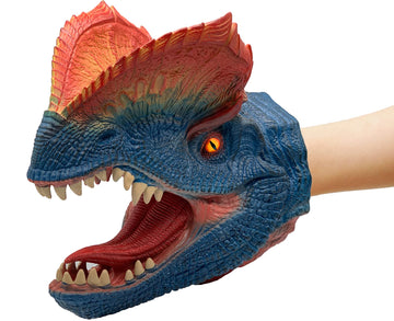 Gemini&Genius Dinosaur Toys Dilophosaurus Hand Puppets Halloween Scary Toys Soft Rubber Role Play Animal Head Puppets, Toy Gifts