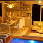 Cuteroom Dollhouse Miniature With Furniture, 3D Wooden Miniature Doll House With Music Box & Led Lights,1:24 Scale Diy House Kit