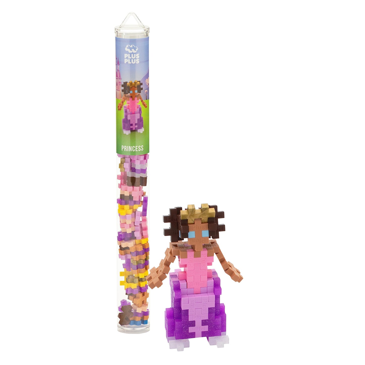 Plus Plus 3D Figure Building Block Set, Fun Stem Toys For Kids, 70 Interlocking Pieces - Princess Mini Maker Tube