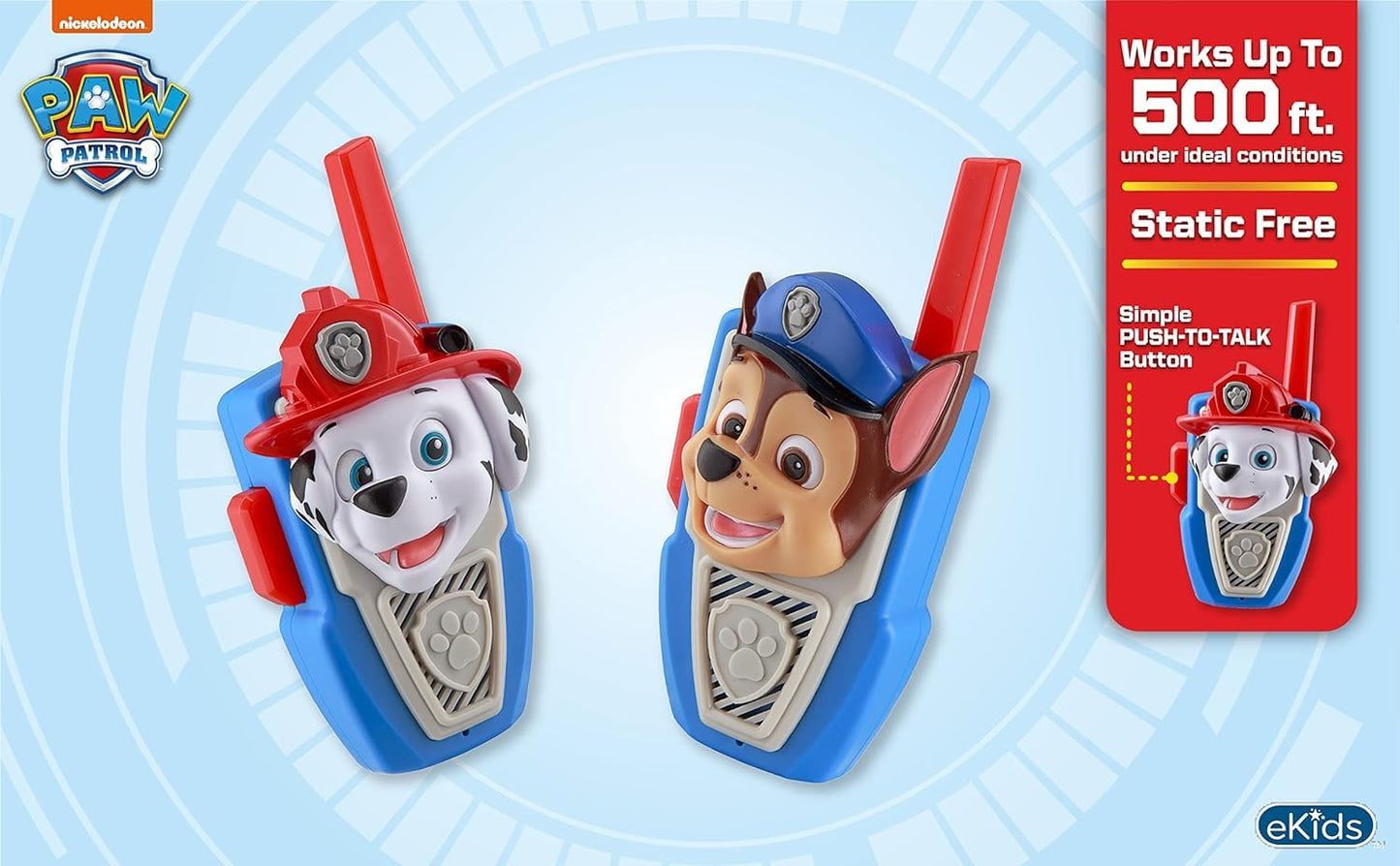 eKids Paw Patrol Toy Walkie Talkies for Kids, Indoor and Outdoor Toys for Kids and Fans of Paw Patrol Toys