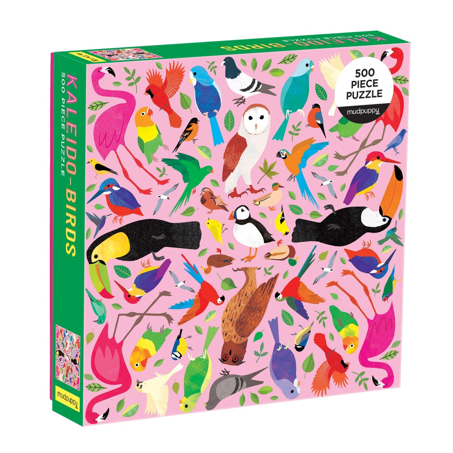 Kaleido-Birds 500 Piece Family Puzzle from Mudpuppy - Beautifully Illustrated Birds, Unique Kaleidoscope Pattern, 20 x 20, Provi