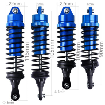 Hobbyfire Shocks Aluminum Threaded Absorber Damper Upgrades Parts Accessories for 1/10 Traxxas Rustler 4X4 VXL Stampede 4X4 Hoss