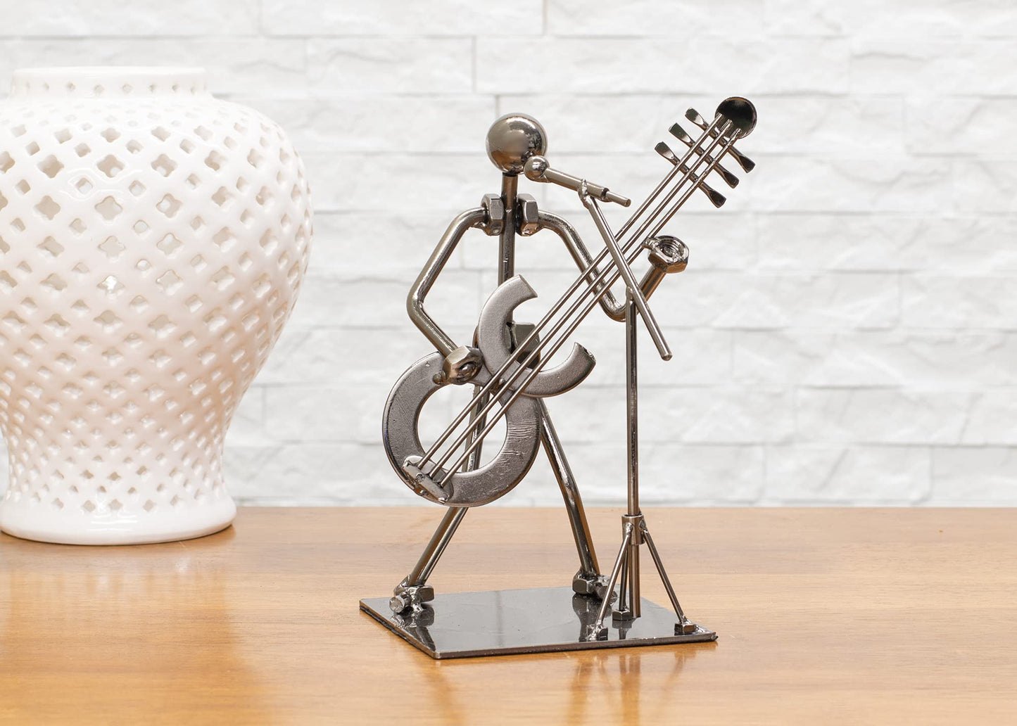 Broadway Gift Singer Guitar Player Silver Tone 6 Inch Table Metal Decorative Musician Tabletop Figurine