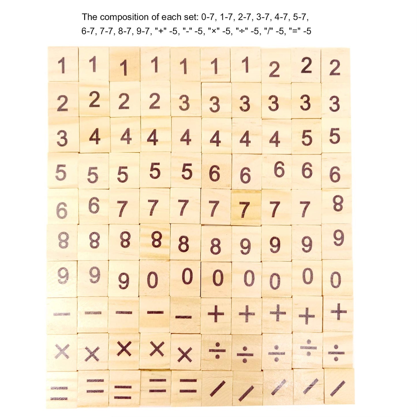 Honbay 100Pcs Wooden Scrabble Tiles Numbers Symbols Tiles For Craft Projects, Games, Early Childhood Education