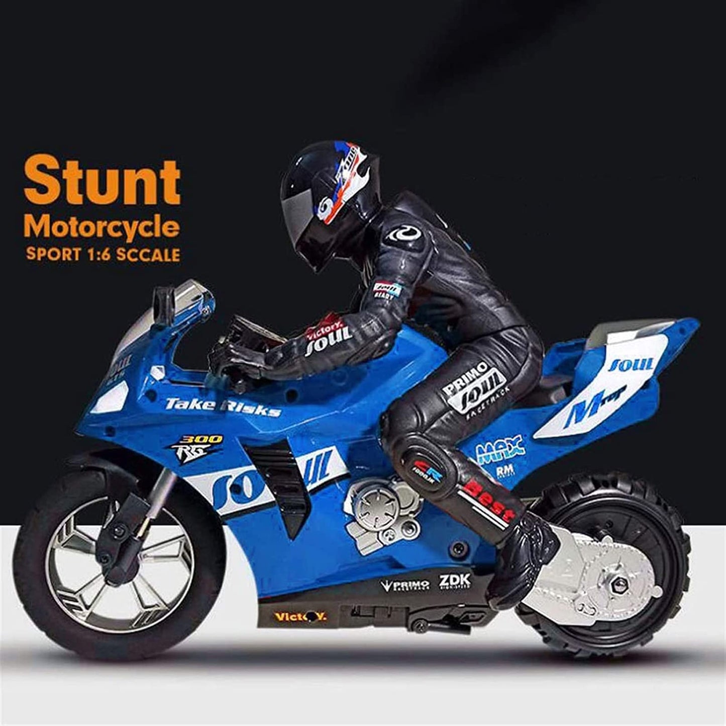 ZAVEIOP Remote Control Motorcycle, High Speed Self Balancing Single Wheel Stunt RC Motorcycle, 1/6 Scale 360 Rotating LED Flashl