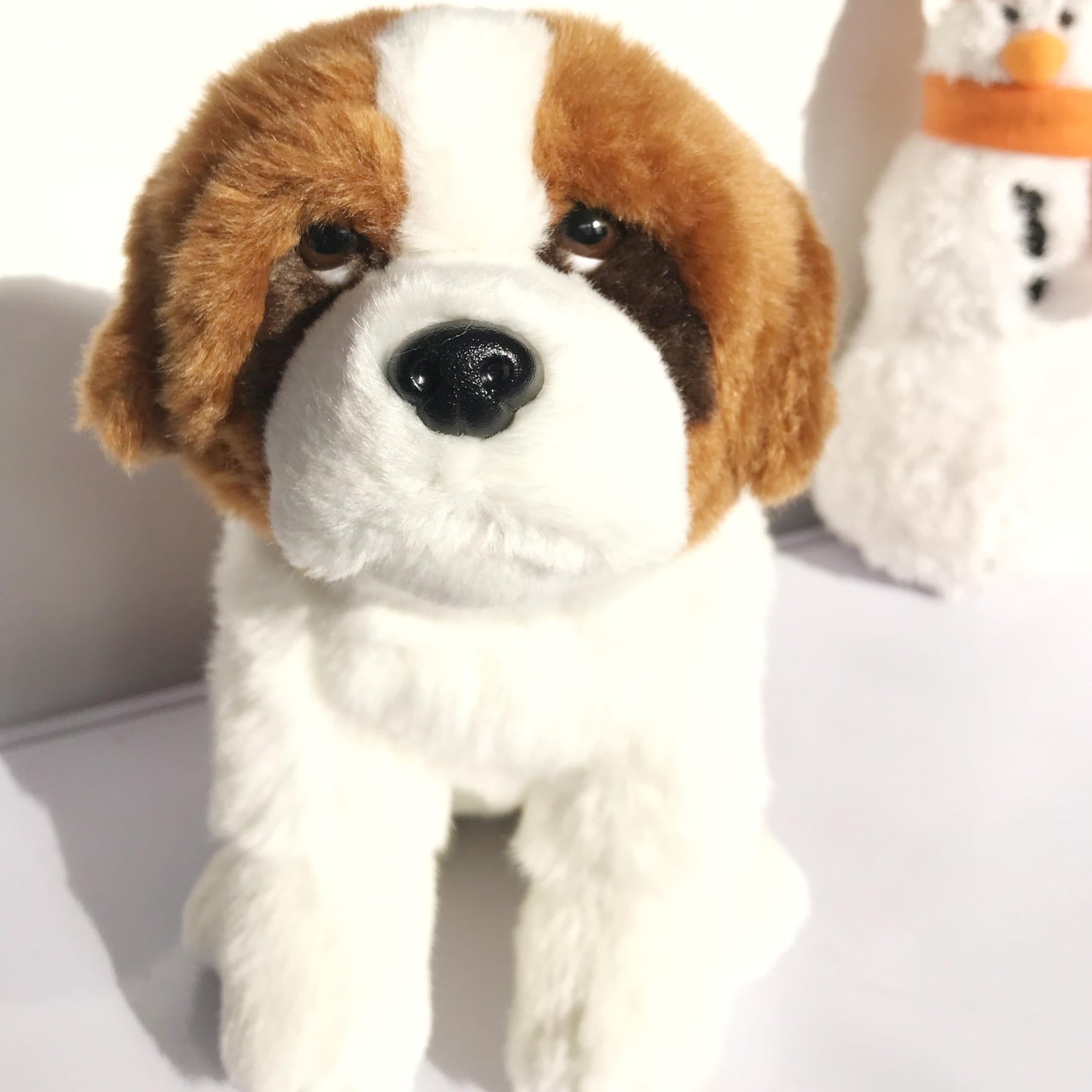 Jianeexsq 10Inch Realistic Saint Bernard Dog Stuffed Animal, Lifelike Siberian Dog Model Plush Toy, Kids Birthday Gift