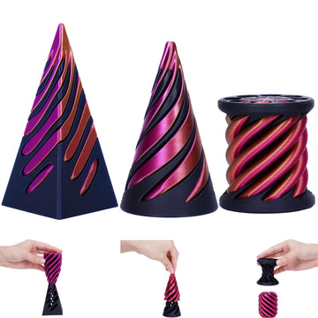 Gencokok 3Pcs Impossible Pyramid Passthrough Sculpture, 3D Printed Spiral Cone Fidget Toy 4 Inch, Impossible Cone Anxiety Relief