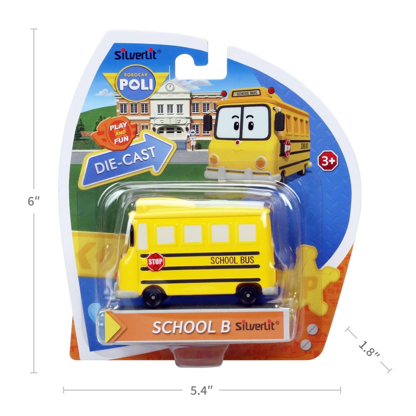 Robocar Poli Die-Cast School Bus Toy, 1.9 Inch Metal Vehicle, Mini Model, SL83174, Perfect Birthday Gift for Toddlers Age 1-5