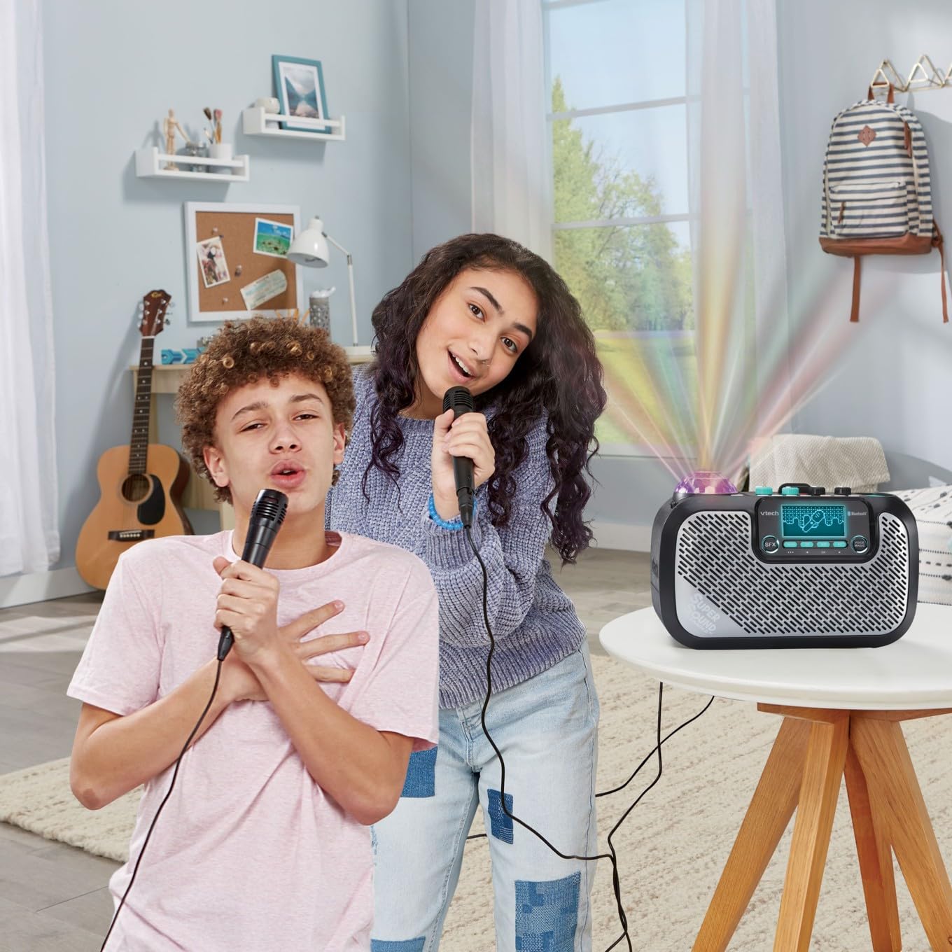 VTech Super Sound Karaoke Portable Bluetooth, 2 Mics Included, Party Lights