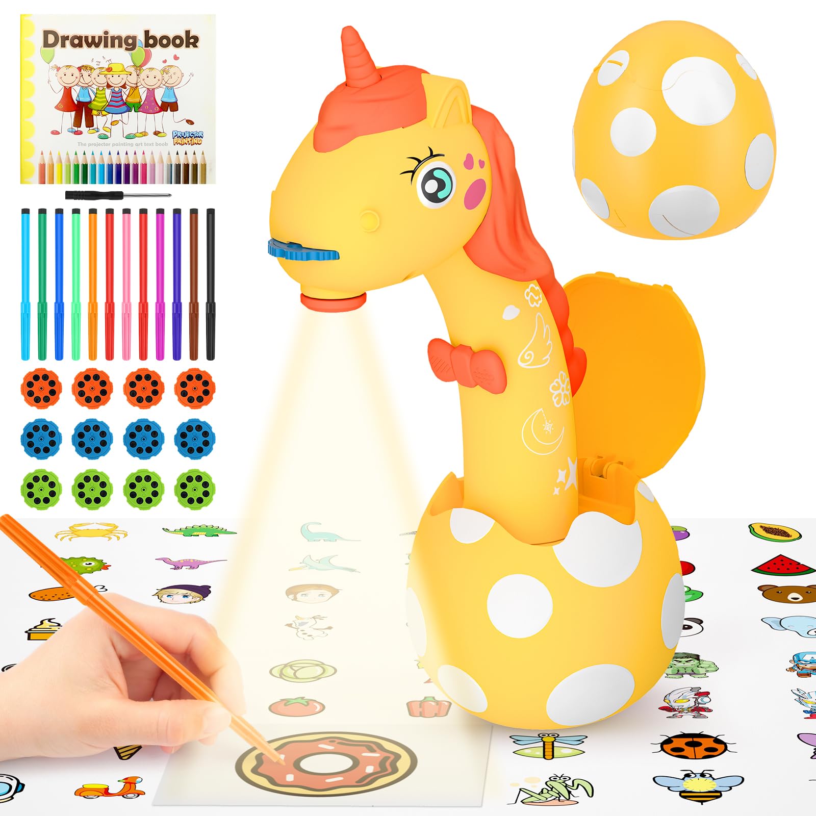 KETIEE Unicorn Drawing Projector Toys for Ages 5-7: Trace and Draw Projector for Kids with Cute Unicorn Look, Smart Art Sketcher