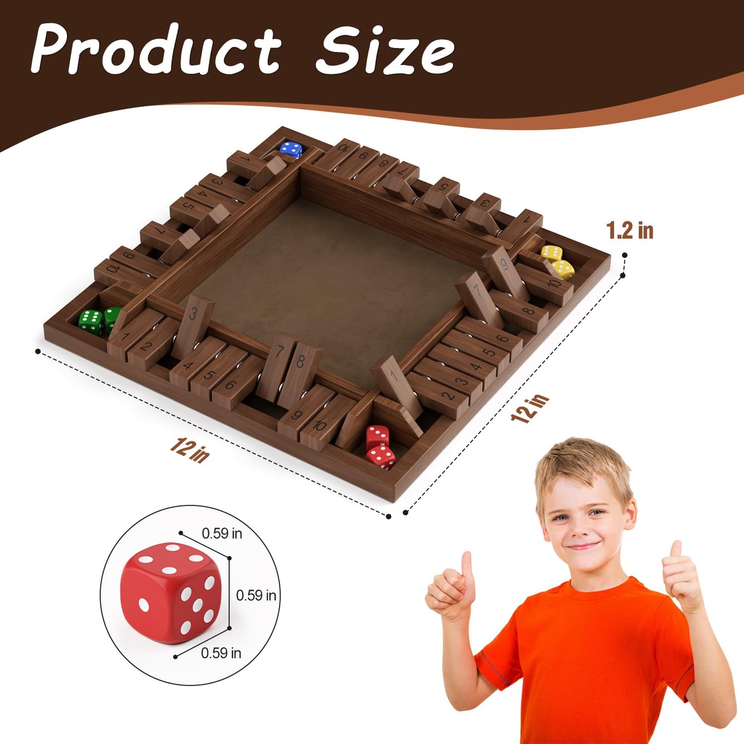 Primbarber Shut The Box Game Wooden 1 2 3 4 Players Shut The Box Board Games With 8 Dice Math Addition And Pub Close The Box Gam