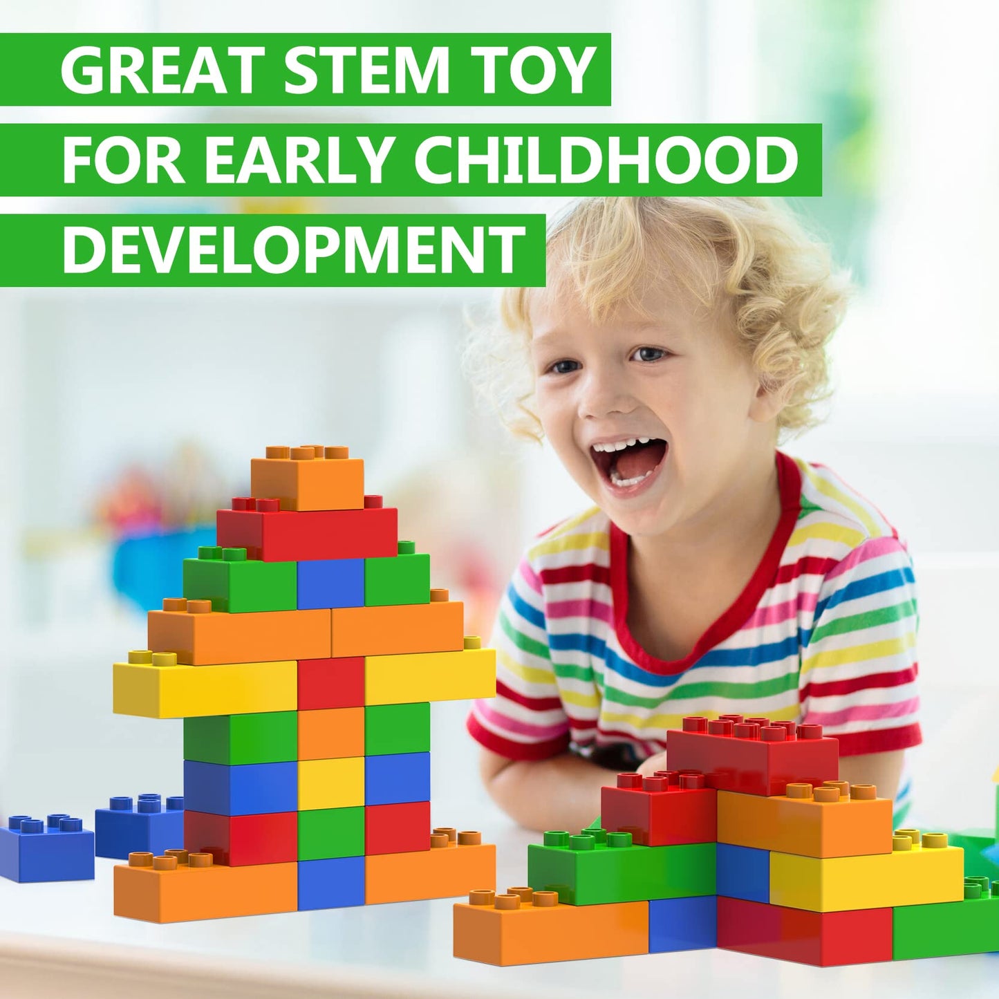 Wyswyg Large Classic Brick Set, 150 Pieces Bricks In 5 Colors, Compatible With Duplo And Top Brands Building Block - Ideal For C