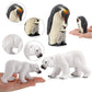 Bretoyin Arctic Animals Figurines Set 16Pcs Christmas Toy Gift Polar Bear Figurine Arctic Fox Figure Penguin Figurines Snow Mold
