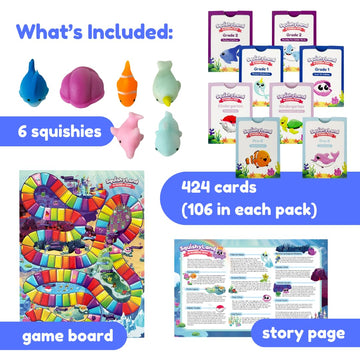 The Fidget Game SquishyLand Educational Toy Set - Rainbow Reef, Silicone Mochi Squishies, Board Game for 2-6 Players, Multi-Color