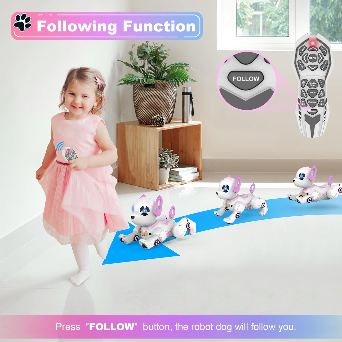 Supireo Remote Control Robot Dog Toy, Rc Dog Programmable Smart Interactive Robotic Pets, Rc Stunt Robot Toys Dog Imitates Anima