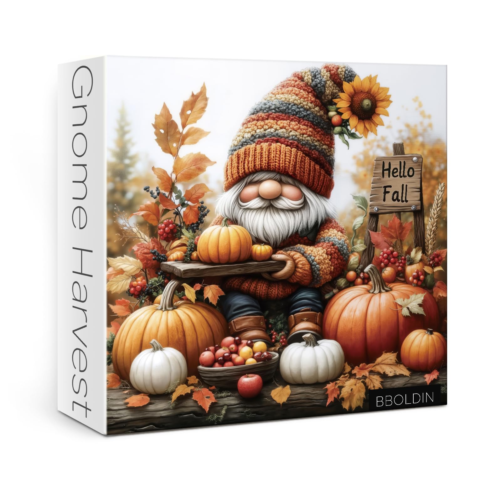 Thanksgiving Fall Gnome Puzzles for Adults 1000 Pieces, Autumn Pumpkin Jigsaw Puzzles, Cozy Harvest Art Puzzles