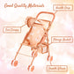 The New York Doll Collection Baby Doll Stroller for Toddlers, Foldable with Canopy, Beige Butterfly, Includes Storage Basket and Seatbelt