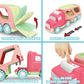 LESUTER TOYS Carrier Car Toy Set - 5 in 1 with Lights & Sounds, Pink, Friction Powered Double Layer Truck for Toddlers