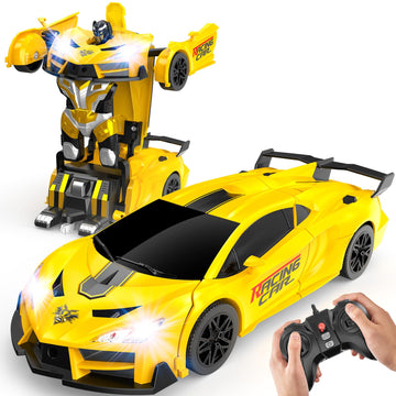 JMOROCR Transform Remote Control Car Toys for Boys 4-7,Cool RC Cars with Dual-Color Lights,360Rotation,One-Click Deformation,Toy