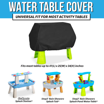 GoSports Universal Kids Water Table Cover - Anti-UV, Waterproof - Fits up to 41 x 25 x 34 Inches - Cover ONLY - Black