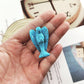 Ouubuuy Blue Turquoise Crystal Angel Figurines Statues Natural Gemstone Carved Pocket Guardian Angel 1.5 inch for Healing Reiki