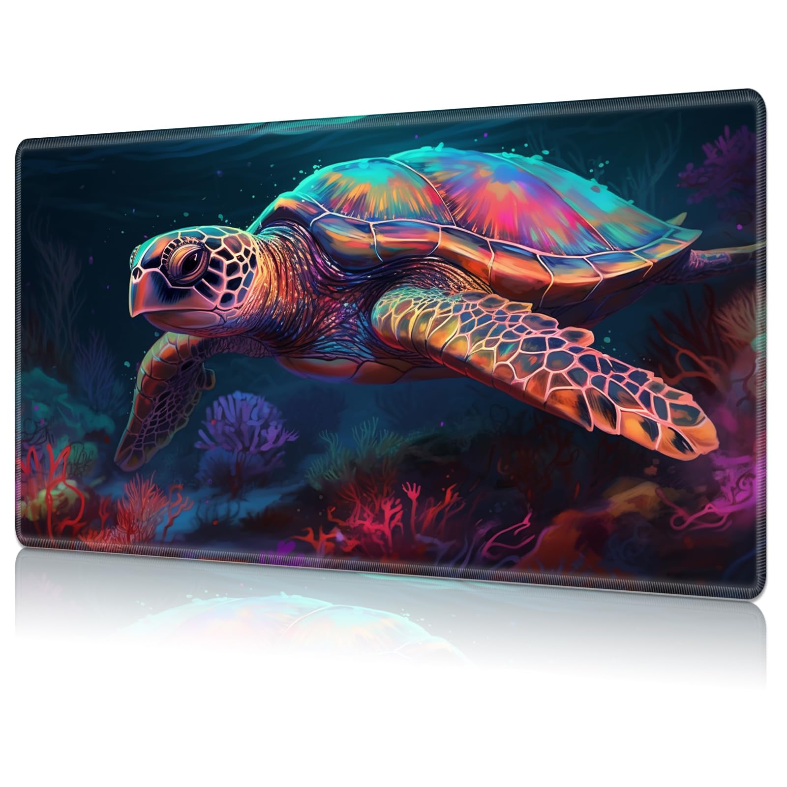 MTG Playmat Game Play Mat for MTG TCG 24 x 14 inches Cards Game Playmats Trading Card Game Stitched Play Mats Commander Deck Gaming Desk Mat Card Gameplay Mats-Colored Turtle