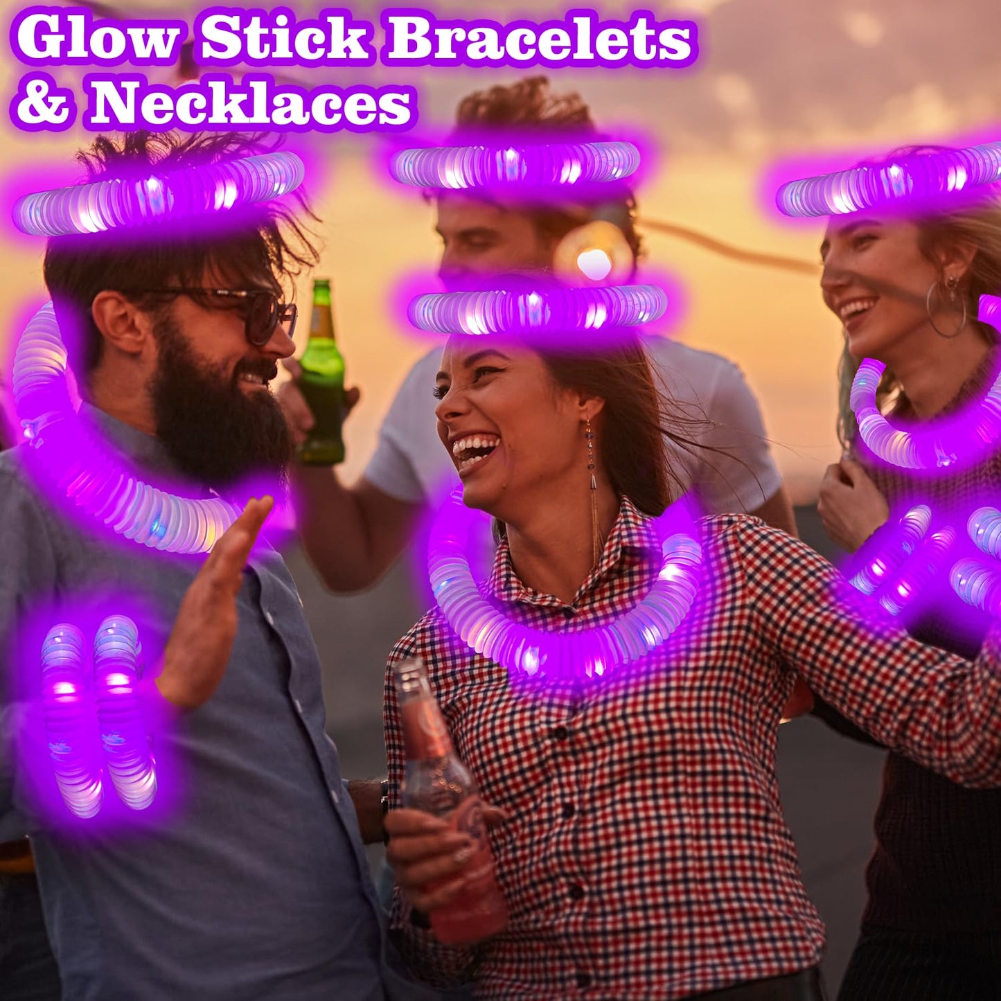 Kannove Glow Party Favors Supplies For Kids, 12 Pcs Purple Light Up Glow Sticks Necklaces Bracelets Accessories For Toddlers, Gl