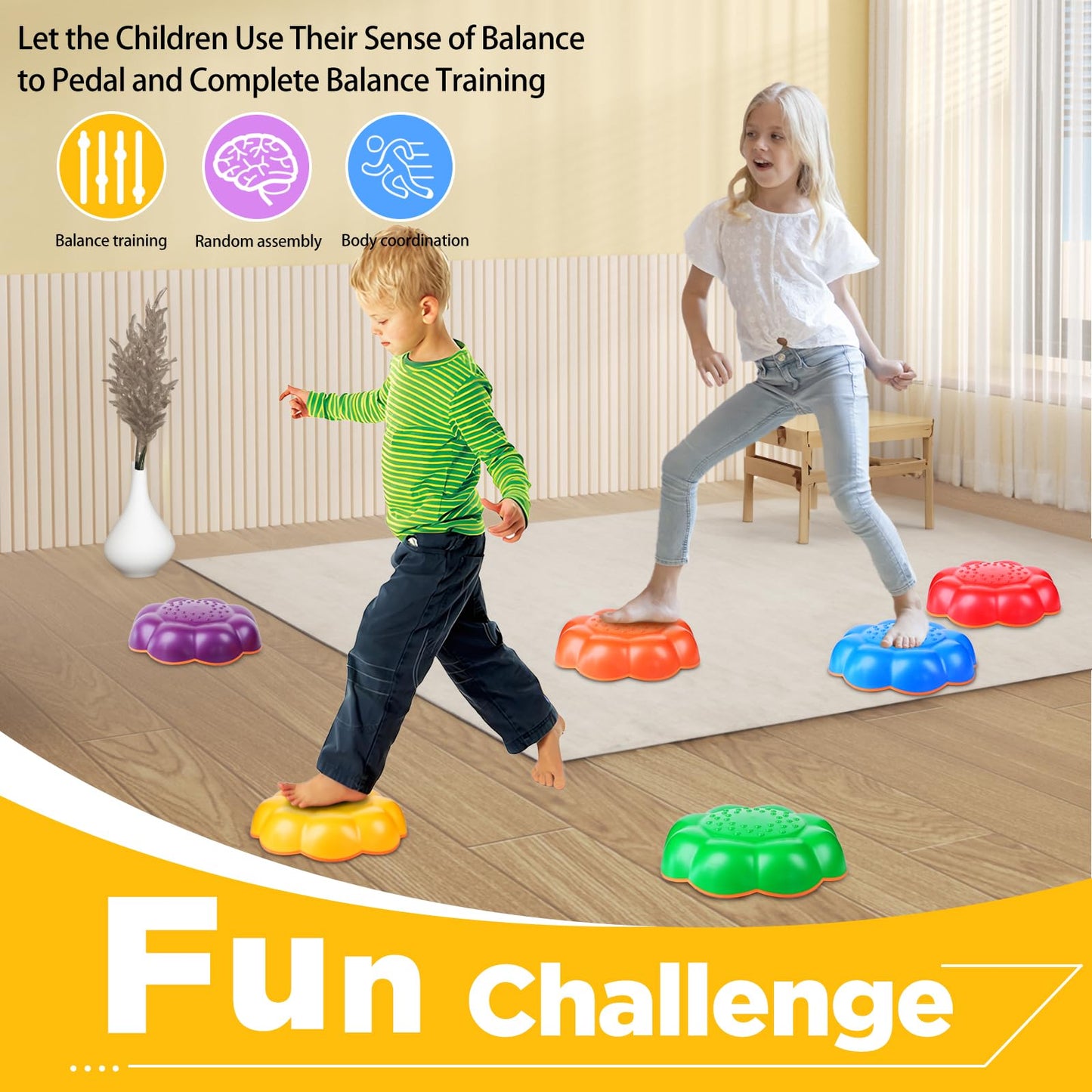 Stepping Stones For Kids, Toddler Stepping Stones, Kids Stepping Stones, Non-Slip Balance Stepping Stones Kids, Tobstacle Course