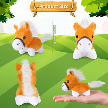 Aoriher 24 Pcs Horse Plush Stuffed Animal Mini Keychain Toys 3.15 Inch Party Favor With Detachable Chain For Farm Themed Birthday Party Favors Supplies(Horse Style)