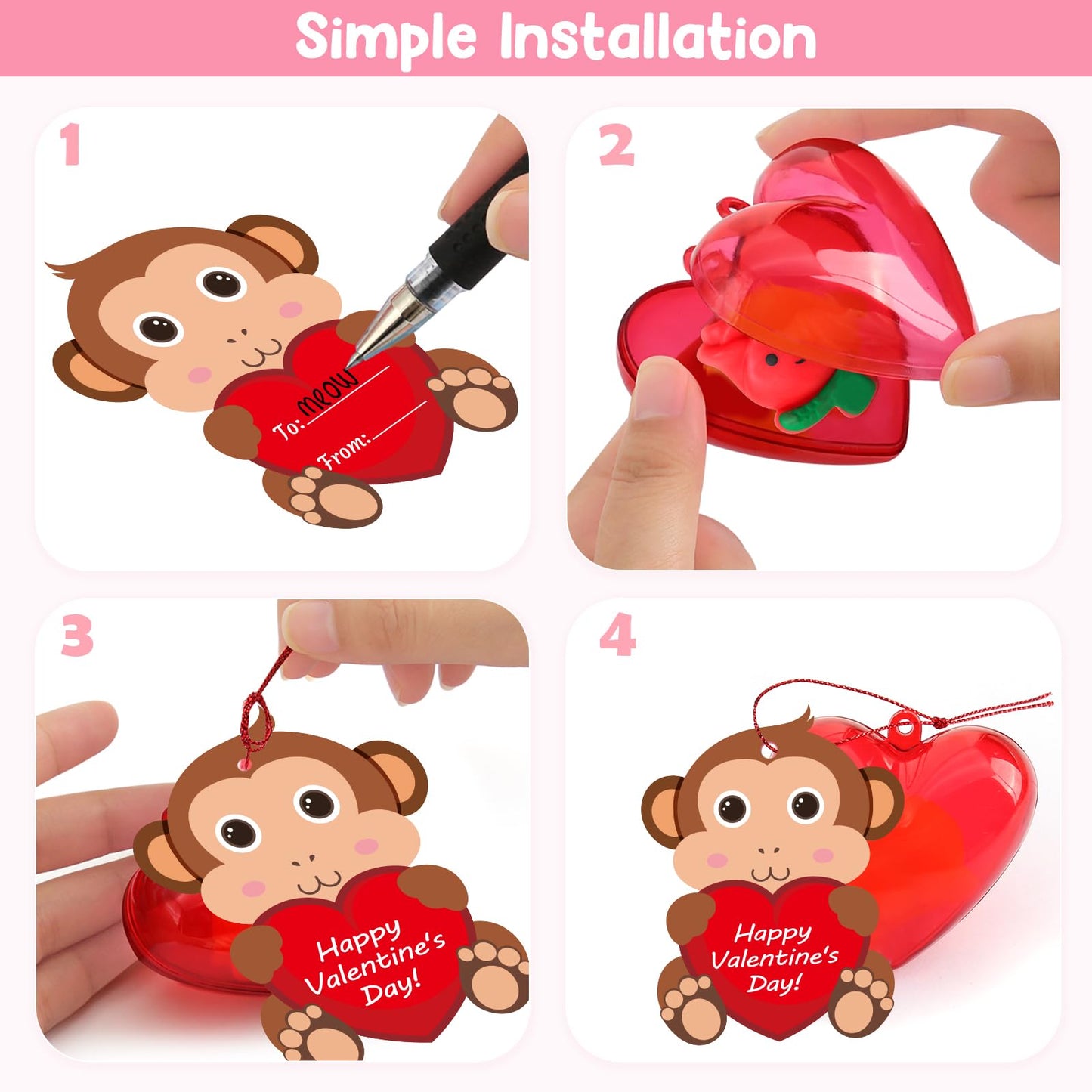 28 Pack Valentine Mochi Squishies Toys and Valentine Cards for Kids, Animal Mochi Squishies Filled Hearts, Kawaii Squishies Stre