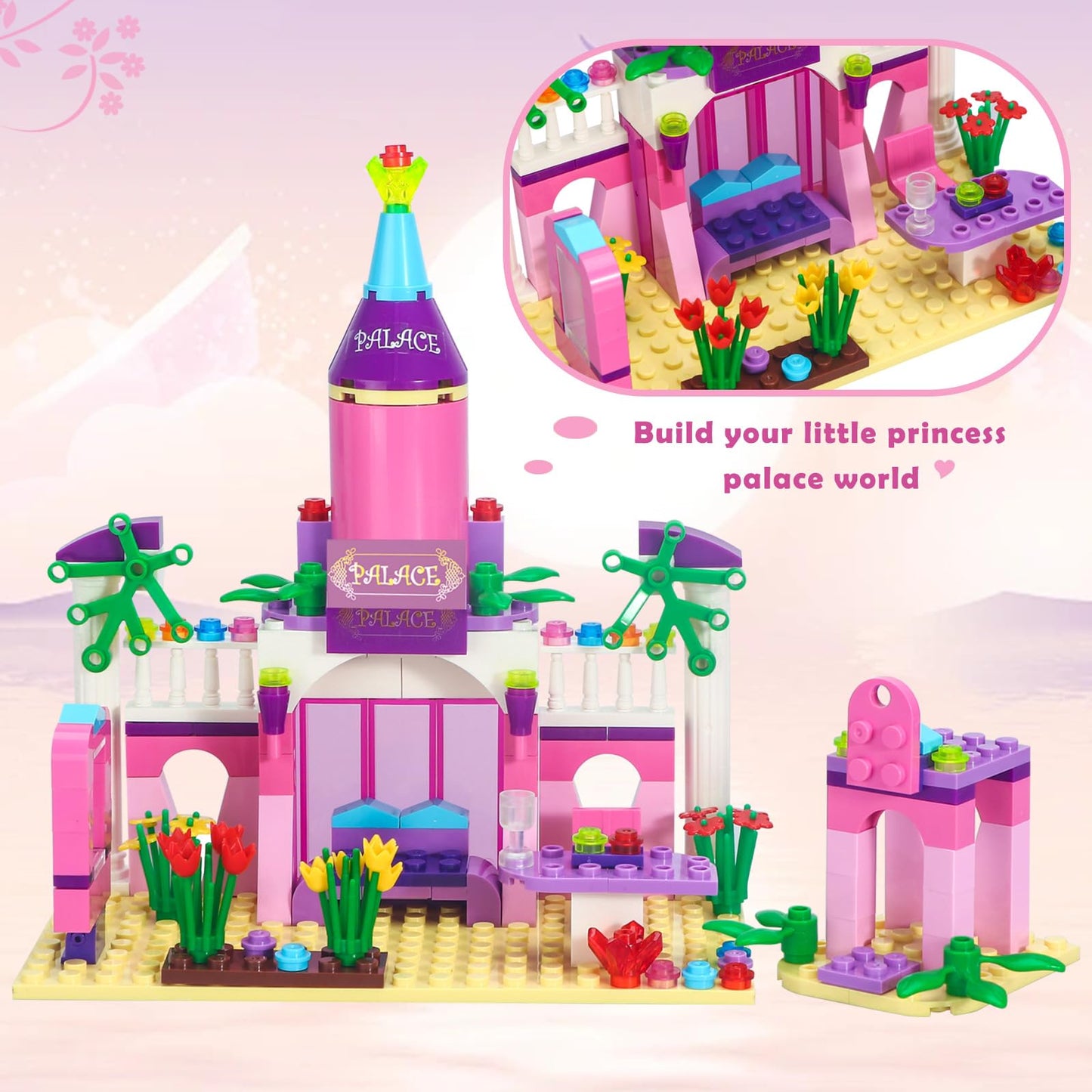 Brick Story Girls Princess Palace Building Blocks Toys 178 Pieces Pink Fairy Castle Building Set Girls Friends Construction Toy Playset Great Small Gift For Kids Age 6 7 8 9 10 And Up