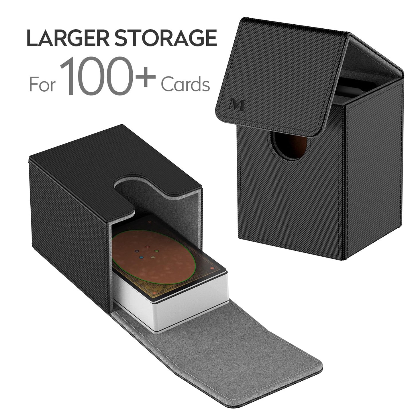 Mixpoet Deck Box Compatible With Mtg Cards, Trading Card Case With 2 Dividers Per Holder, Large Size For 100+ Cards (Marvelous-Black)