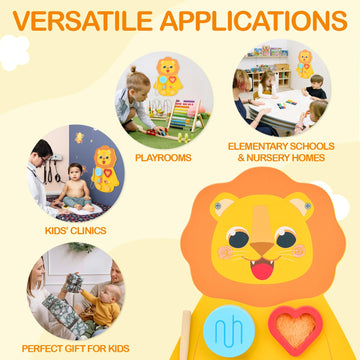 Monlurd Wooden Lion Sensory Wall Toy, Busy Board For Toddlers, Montessori Sensory Wall Panel For Kids, Ideal For Classroom, Play