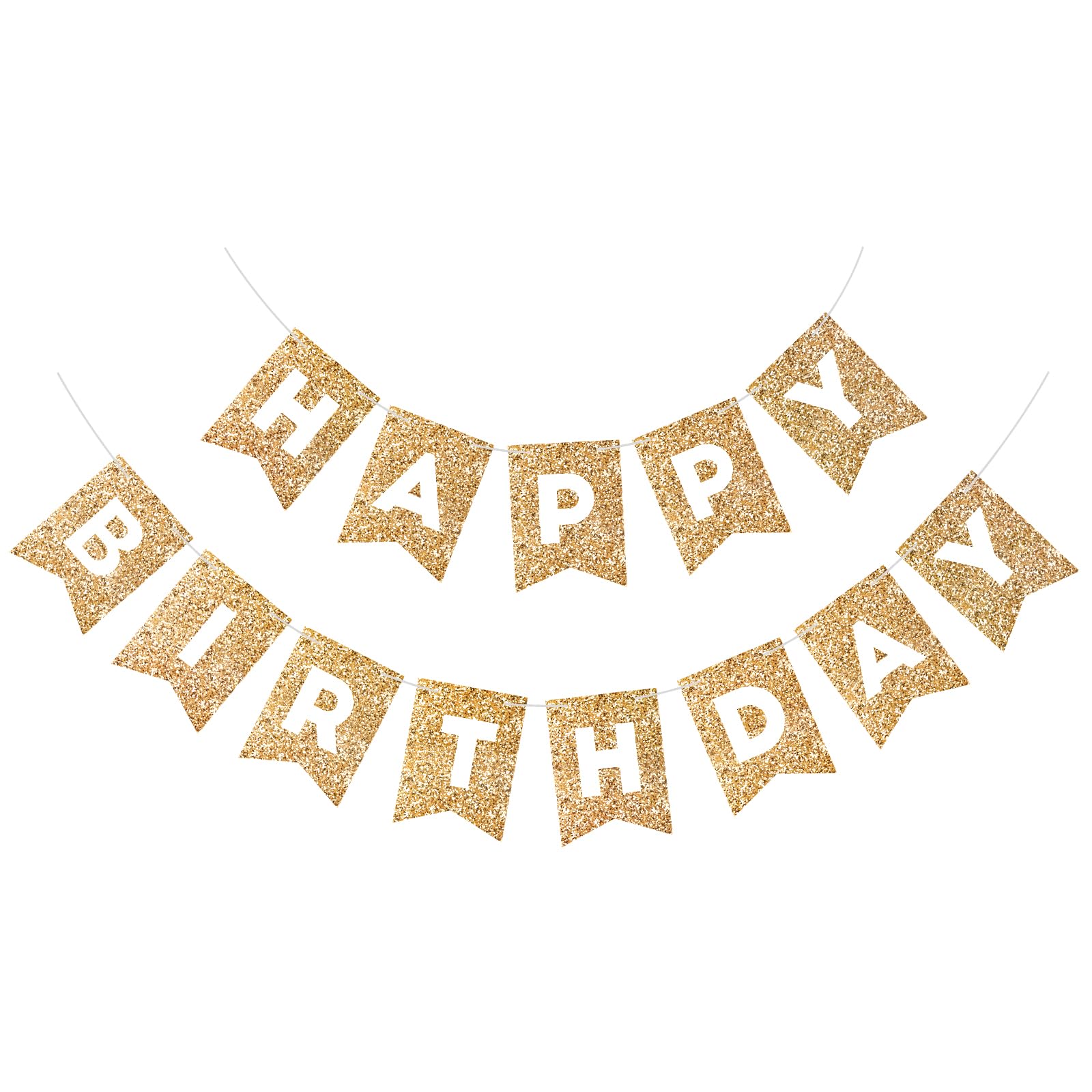 Hooqict Gold Happy Birthday Banner Sign For Backdrop Gold Happy Birthday Decorations For Women Men Kids 1St 2Nd 3Rd Party Supplies Wall Door Banner Garland Bunting Flag