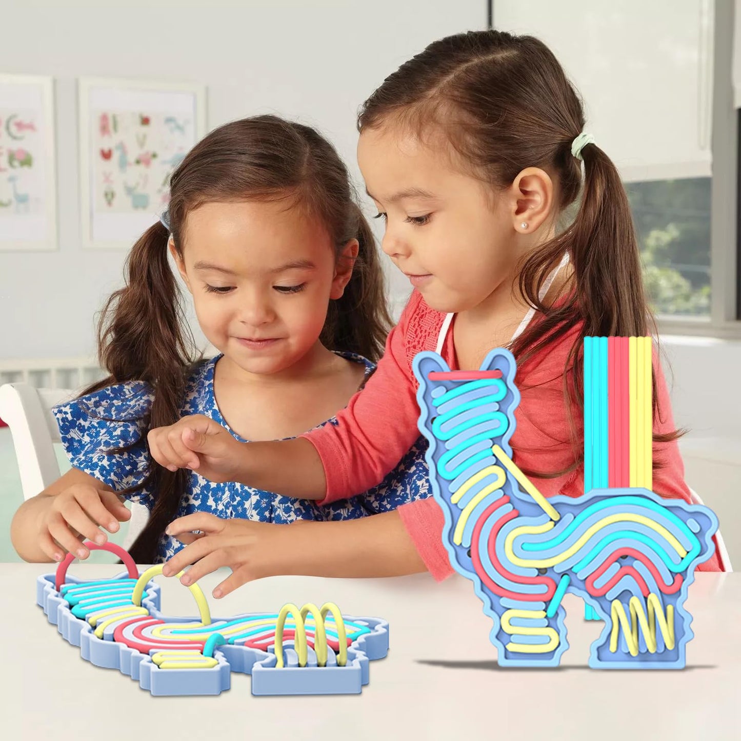 Sensory Activity Board, Double-Sided Silicone Fidget Pad & 18 Strings & Portable Travel Bags For Kids, Motessori Toys For Toddle