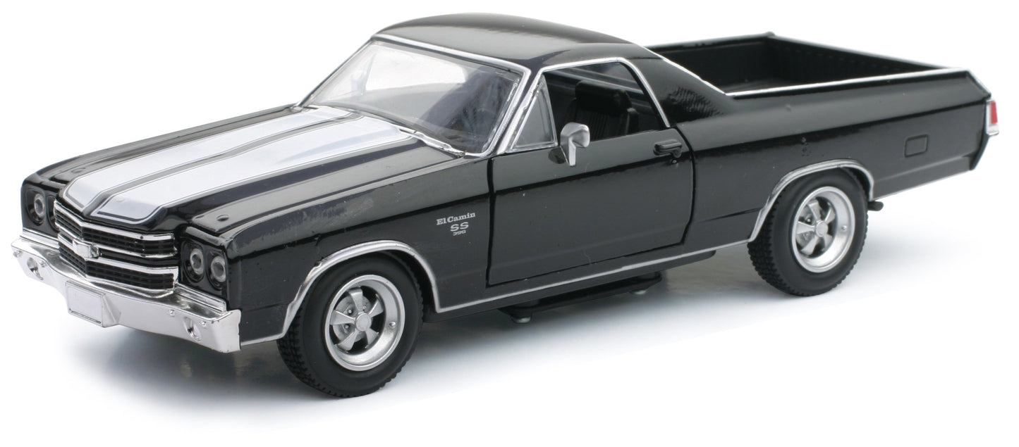 Chevrolet 1/25 El Camino SS Model Car Toy - Black & Light Blue, Metal, Medium, Model 71883A