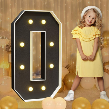 Imprsv Marquee Letters Black 3Ft: Black Party Decor - Light Up Letter O Large 3 Feet Tall - Party Decorations Letter For Love Bi
