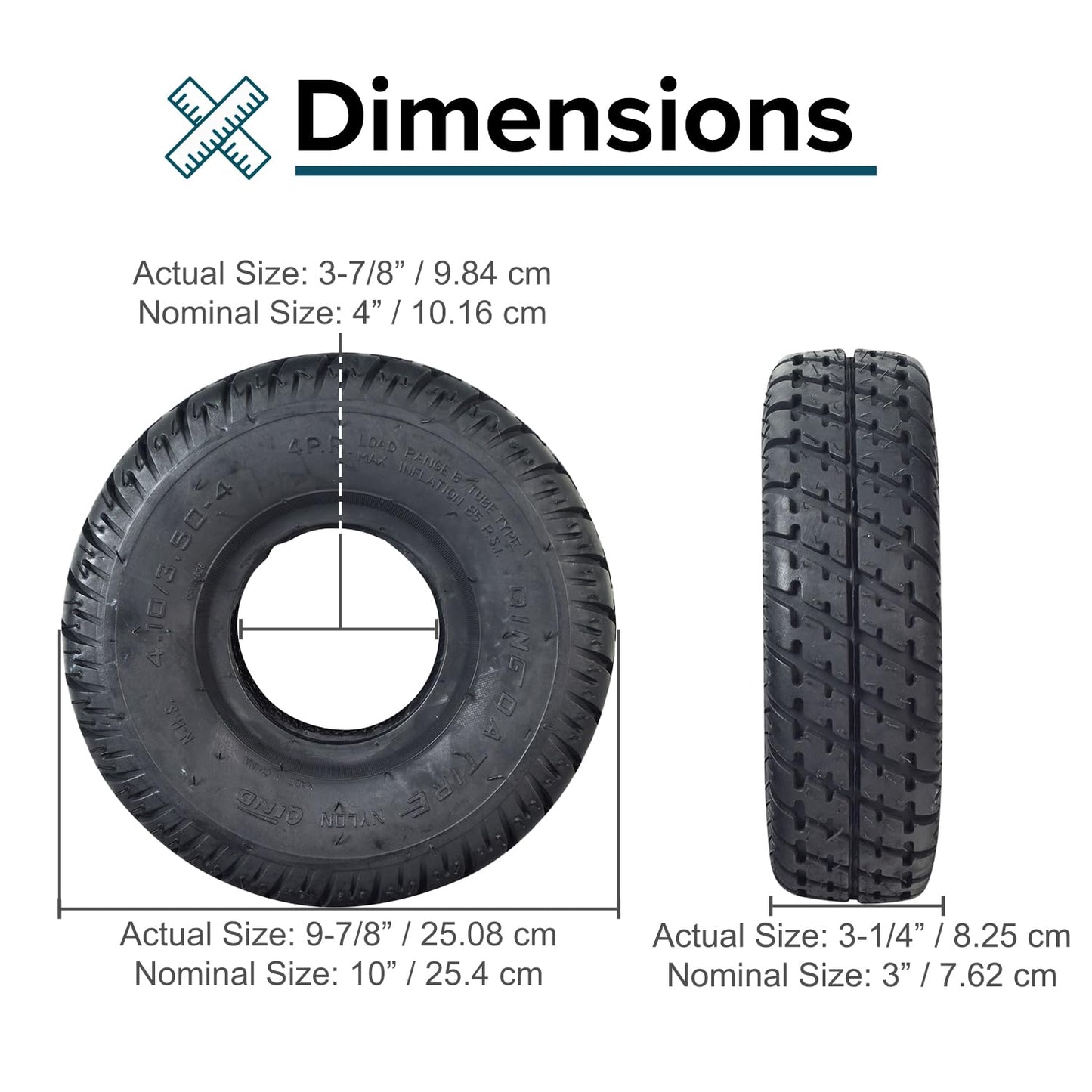 Alveytech 4.10/3.50-4 Pneumatic Scooter Tire With Q110 Tread